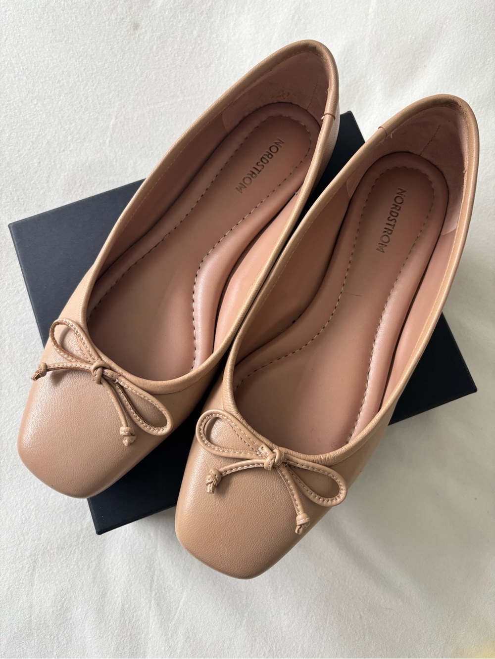 Nordstrom Tan Ballet Flats with Bow Accent